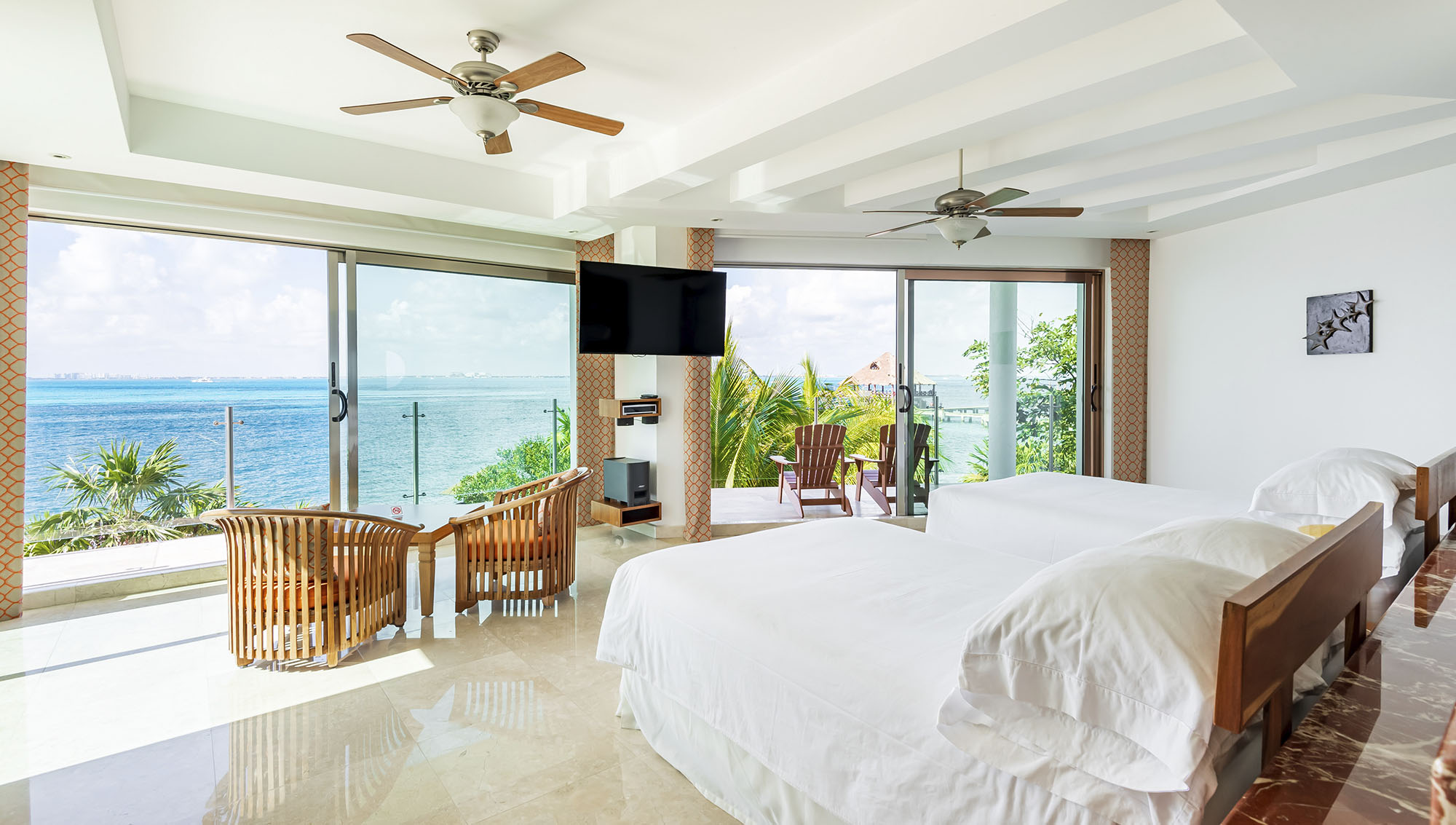 Terrace Suite with private ocean-view terrace at Villa Delfines Isla Mujeres